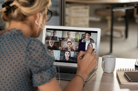 woman on zoom call to train people